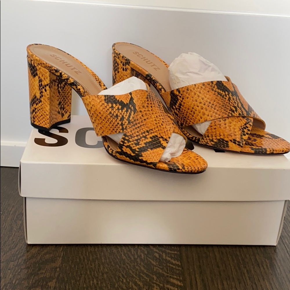 Schutz snakeprint Sandals/mules